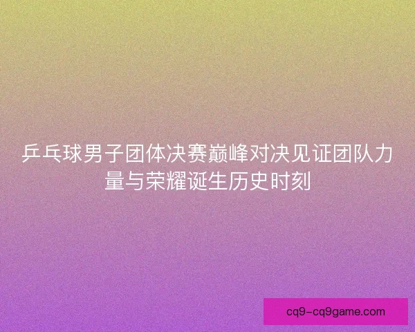 乒乓球男子团体决赛巅峰对决见证团队力量与荣耀诞生历史时刻
